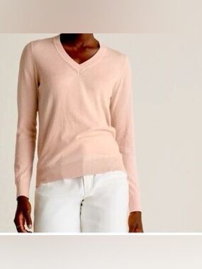 Quince light Pink V-Neck Women's Sweater cotton